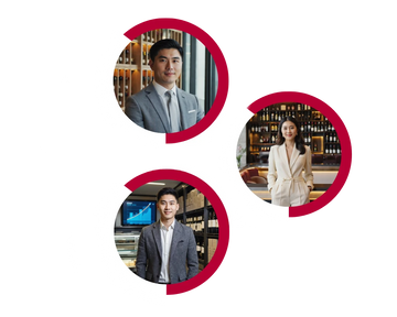 Three circular portraits of wine professionals representing wine importers, distributors, and on-premise partners.