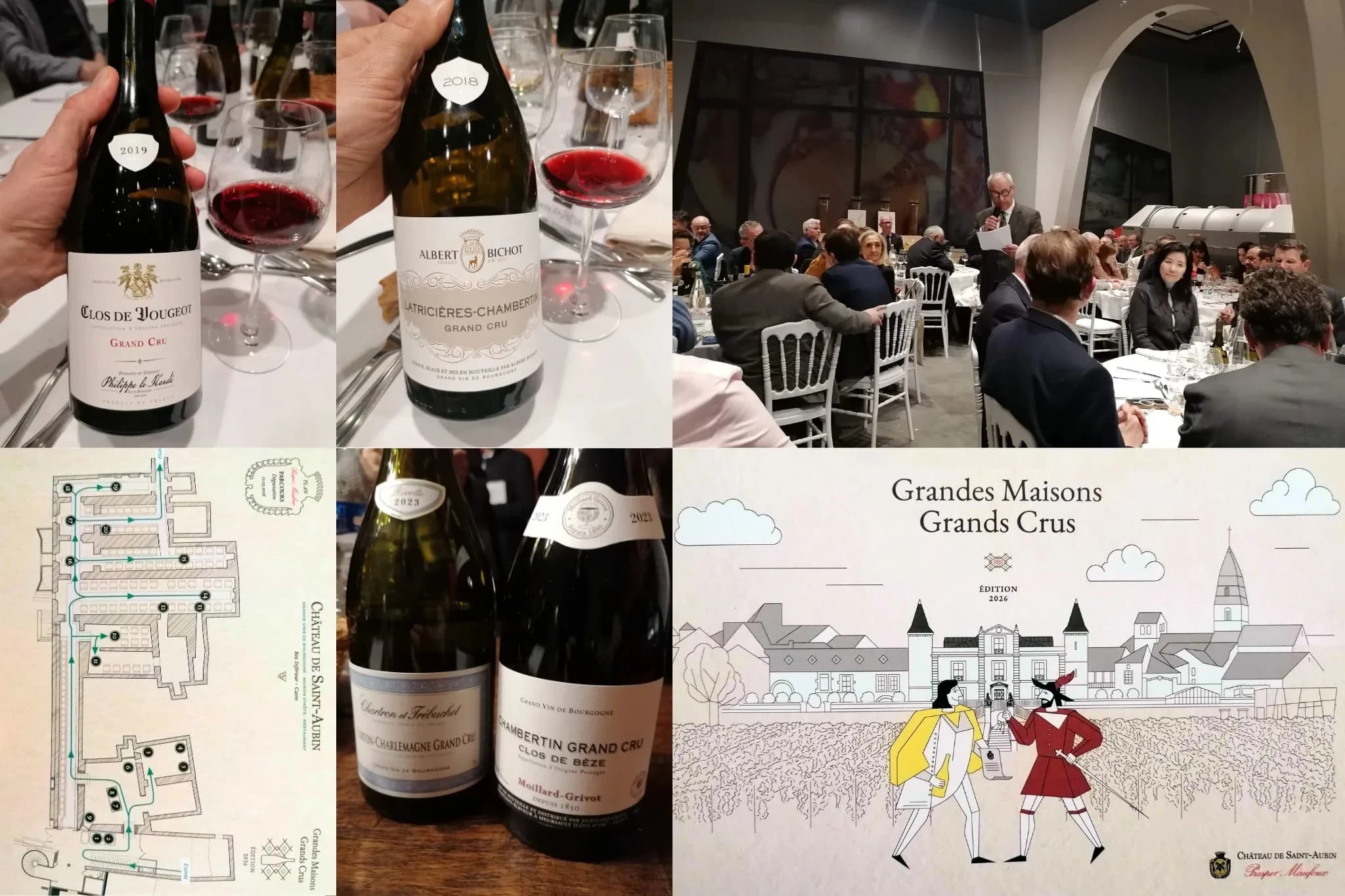 Château de Saint-Aubinでの夜。Grandes Maisons Grands Crusが示すのは、緻密さ、調和、ワインと料理の滑らかな対話が重なる、ブルゴーニュの最高水準です。
