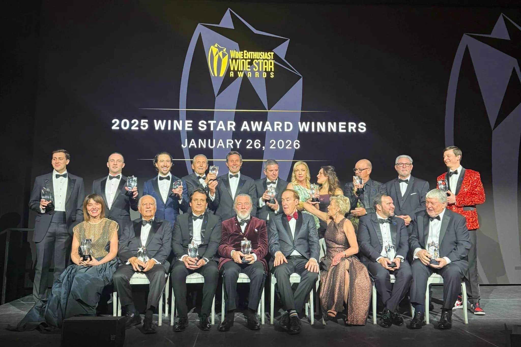 在 2026 年 1 月 26 日星期一舉行的 Wine Enthusiast Wine Star Awards 2025 頒獎典禮上,Alberto Arizu(Sr)與 Alberto Arizu(Jr,小阿爾貝托·阿里蘇)代表 Luigi Bosca 出席,展現逾一世紀塑造阿根廷精品葡萄酒的家族願景持續相承。