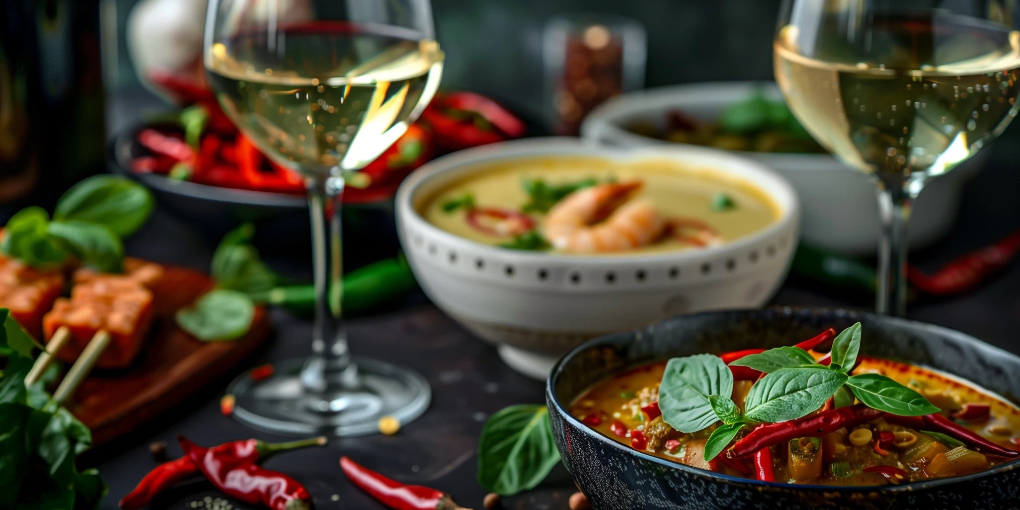 White wines with bright acidity and a touch of sweetness bring balance to spicy dishes, softening heat while lifting herbs, aromatics and vibrant flavors.