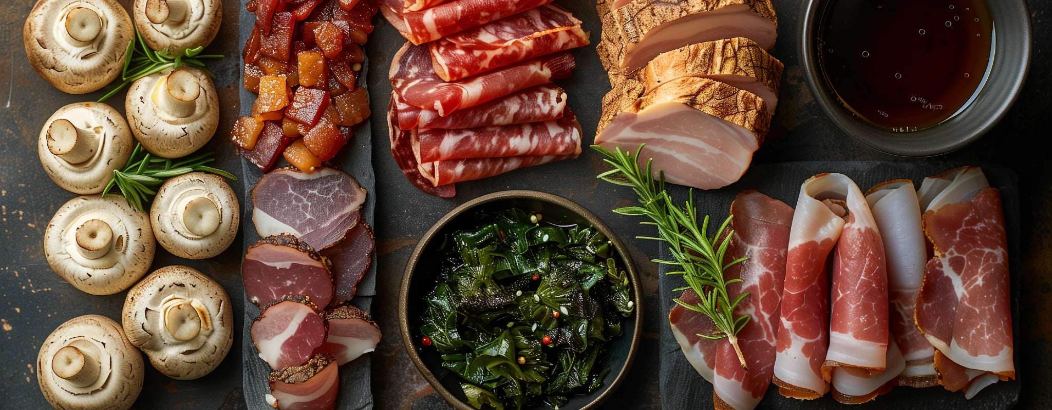 Savory and umami aromas add depth and complexity to mature wines. Notes of cured meat, smoked ham, bacon fat, soy sauce, and broth create warmth and richness. They evoke slow aging, concentration, and the comforting savor of well-evolved structure.