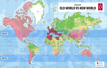 Old World and New World Wine Map, within the traditional 30 to 50 degree wine belt.